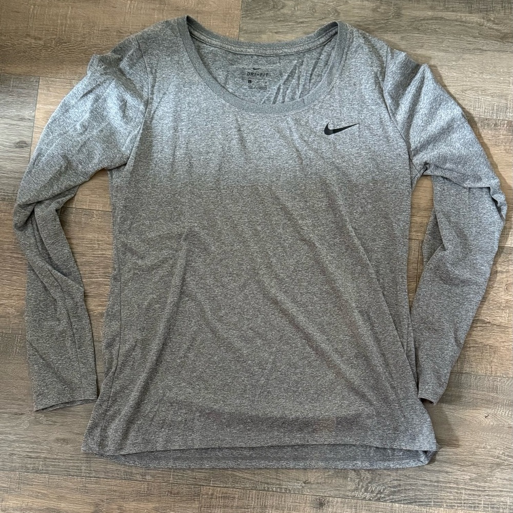 Nike Dri-Fit Running Crewneck Long Sleeve Shirt Womens XL Gray
